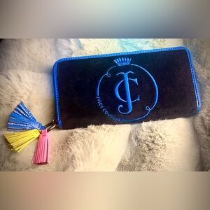 *SOLD* Juicy Couture Black Velour & Neon Blue Wallet